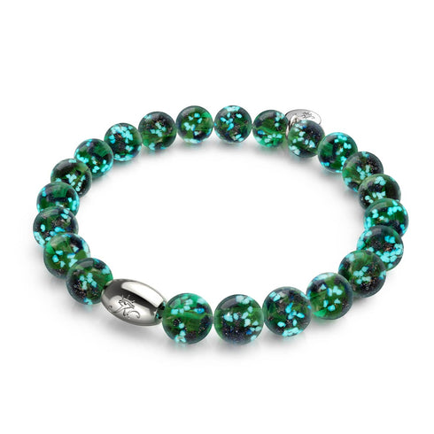 Blue Shamrock | .925 Sterling Silver | Firefly Glass Bracelet